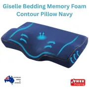 Giselle Bedding Memory Foam Contour Pillow Navy Comfort Rest Sleep Support Head
