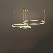 Antique Gold 4 Ring LED Chandelier for Living Room Dimmable LED Hanging Large Pendant Light Adjustable Round Chandelier for Kitchen Dining Room Bedroom Foyer Hotel Office