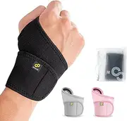 Bracoo Wrist Brace, Hand Support for Gym, Weightlifting, Fitness, Arthritis, Tendonitis, Pain Relief, Strain, Sprain, fit Right Left, WS10, 1 Pack, Black