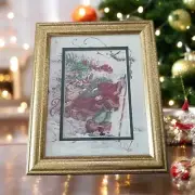 Peggy Abrams Signed Santa Print "Windswept Traveler" Matted & Framed w/Glass