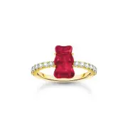 THOMAS SABO Ring with red mini sized goldbears and zirconia