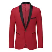 YOUTHUP Mens Business Slim Fit Shawl Collar Wedding Party Blazer Red L