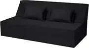 [Youtanic] 5 in 1 Folding Sofa Bed, Queen Size Convertible Sleeper Chair with Pillow, Memory Foam Futon Couch, Velvet Fabric Washable Mattress for Living Room, Dorm, Guest, Home Office, Apartment, Black