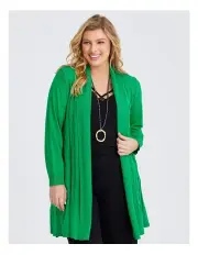 [Taking Shape] Lettuce Edge Bamboo Knit Cardigan in Jewel Green