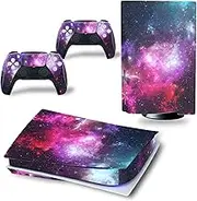 Full Body Vinyl Skin Stickers Cover for PS5 Console and Controllers (Disk Edition, Galaxy)