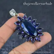 Blue KyanitePendant Oval handmade Sterling Silver925 Jewelrey wadding gift her