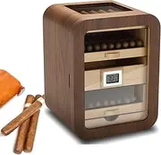 [ZyKnaurral] Desktop Humidor Cabinet with Digital Hygrometer, Humidifier, and Spanish Cedar Wood Drawer. 3 Cedar Wood Drawers, Holds 110 Cigars，Gift for Men,B