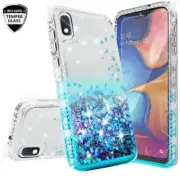For Motorola Moto E6 Case Hybrid Liquid Glitter Diamond Bling Phone Cover