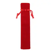 5PCS Velvet Pen Pouch Holder Single Pen Case Pencil Rope Locking Soft Drawstring RED COLOR