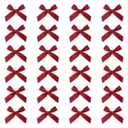 24 Pcs Mini Ribbon Bow 1.8 Inch Mini Fabric Satin Ribbon Burgundy