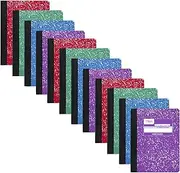 Mead Composition Notebooks, 12 Pack, Wide Ruled Paper, 9-3/4" x 7-1/2", 100 Sheets per Comp Book, Color Will Vary (73389)