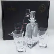 JoyJolt Glassware Luna Whiskey Crystal Decanter And Glass Set of 6