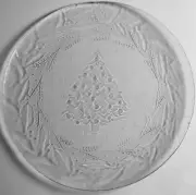 Arcoroc Holiday Crystal Platter 13 Holly Miseltoe Christmas Tree Vintage