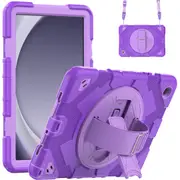 MCC Shockproof Strap Samsung Galaxy Tab A9+ Plus 11" X210 X215 X216 Kids Case Cover SPMan [Purple+Purple]
