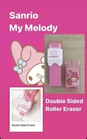Sanrio My Melody Double Sided Roller Pink Retro Rubber Eraser Plastic Case 3"