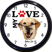 Yellow Labrador Dog Puppy Wall Clock I Love My Yellow Lab Canine Dogs New 10"