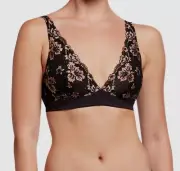 $80 Cosabella Women's Black Floral Stretch Lace Triangle Bralette Petite Size P