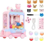 Mini Reacher, Arcade Game for Kids, Electric Candy Grasper with Light Music, Chewing Gum Machine, Toy Machine with 10 Dolls, 10 Capsules for Parties, Birthdays