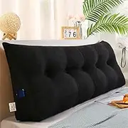 Wedge Pillows Headboard Triangular Rest Reading Pillow,Support Cushion Large, Lumbar Support Cushion Waist Backrest, Sofa Daybed Positioning Bolster,Bedroom Wedge Cushions(Black,180x50x20cm)