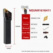 16MM MDJNR1616H11 93° CNC Indexable Carbide Turning Tool Holder for DNMG11 Blade