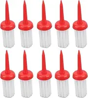 10pcs Plastic Brush Type Golf Tees Low Resistance More Distance Consistent Height for Golf Driver Training Red Handle White Hair