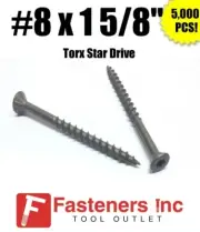 INTERCORP XT815W #8 X 1-5/8" WAR Coat Drywall/Deck Screws Torx Drive 5,000/BOX