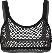[GRRKDFQ] Women's Erotic Costumes Fishnet Out See Through Camisole Crop Top Bralette