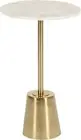 Kate and Laurel Tira Modern White Marble Side Table 14x23 Gold Round Pedestal
