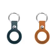 Laser Eco-Friendly PU Leather AirTag Key Rings 2-Pack - Secure Your Items in Style