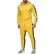 Men's Tracksuit 2 Piece Hoodie Sweatsuits Sets Athletic Jogging Suits With Pockets Yellow L