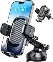 REEVAA Ultra Stable Phone Holder for Car [Thick Phone Friendly] 3-in-1 Cell Phone Mount Dashboard Windshield Air Vent, Truck Dash Mount for iPhone 16 15 14 Pro Max Samsung Galaxy S24 S25, Black