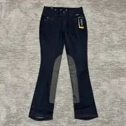Kerrits Riding Pants Womens Medium Denim Breeches Stretch Knee Patch Boot Cut