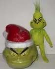 Dr. Seuss Grinch Ceramic Cookie Jar NIP Grinch Head w/Santa Hat & Plush Doll 14"