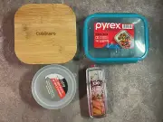 Assorted Food Storage Containers Pyrex 4Cup Cuisinart 4.6Cup, 2Cup & Joie Snack