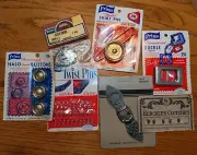 Sewing Notions Buckles, Buttons, Skirt Pin & Etc. 7 items in unopened packages