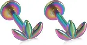 [Niaspi] Stainless Steel Flower Cartilage Stud Earrings for Women 16G Lotus Flat Back Lip Rings Labret Monroe Studs Internally Threaded Conch Helix Tragus Earrings Studs Medusa Piercing Jewelry