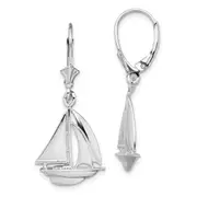 Sterling Silver De-Ani Rhodium-Plated Polished Sailboat Leverback Earrings