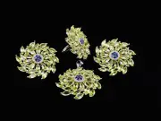 Burma Peridot of Myanmar 6x3mm decorate Cz Sets 925 sterling silver