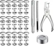 BetterJonny 200 Pieces Stainless Steel Snap Fastener Kit, 15mm Heavy Duty Snap Button Press Stud Cap with Pliers and 3 Setting Tools for Marine Boat Canvas Bag Leather DIY Craft