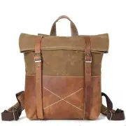 Waxed Canvas With Leather Durable Backpack