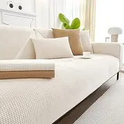 [Ksriylm] Anti-Scratch Couch Cover, Waterproof Sectional Couch Slipcover, Sofa Cover for Pet, Cover for 3 Cushion Couch Jacquard Fabric, Love Seat, Non Slip,Breathable,1 Pc 36''x70'' Size, Beige.