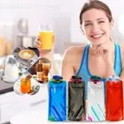 UP 4PCS NEW Folding Soft Flask Sports Water Bottle for Running Camping Cycling