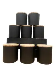 Large Black Glass Empty Candle Jars with Lids for Making Candles, 8 pack