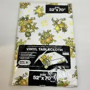 Vintage Mid-West Marko Green & Yellow Veggies Vinyl Tablecloth 52" x 70” NOS