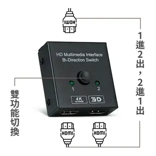 RONEVER HDMI雙向切換器 1進2出 2進1出 切換 電腦 電視盒 螢幕 電視 擴充 4K 轉換器 RV016