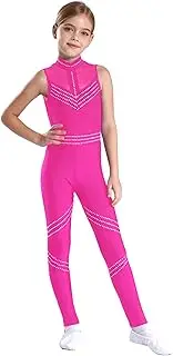 [Loodgao] Kids Girls Shiny Diamond Mesh Splice Unitard Full Body Catsuit Gymnastics Leotard Skating Jumpsuit Bodysuit Dancewear
