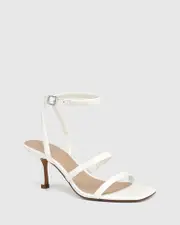Cadence White Patent Leather Stiletto Heel Sandal