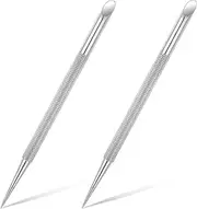 2 PCS Nail Dotting Tool, Metal Double Ended Nail Care Pen, Stainless Steel Cuticle Pusher Dotting Tool for Nail Art, Professional Cuticle Remover Tools for Manicure Pedicure Art Care
