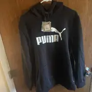 Puma Essentials Pullover Hoodie Mens Black Casual Outerwear Size Large NWT