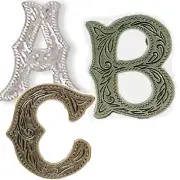 Alphabet Letter Concho in Choice of Silver, Antique Silver and Antique Copper